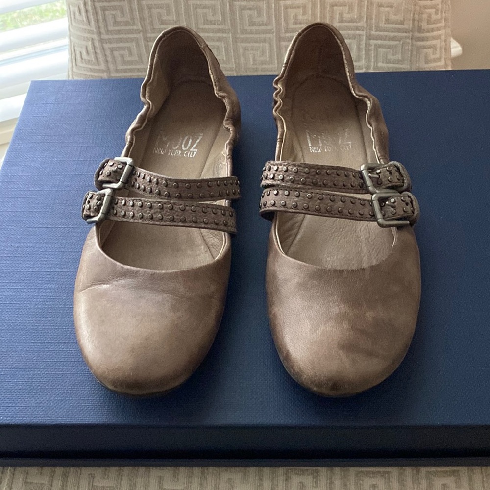 Miz Mooz Grey Leather Flats